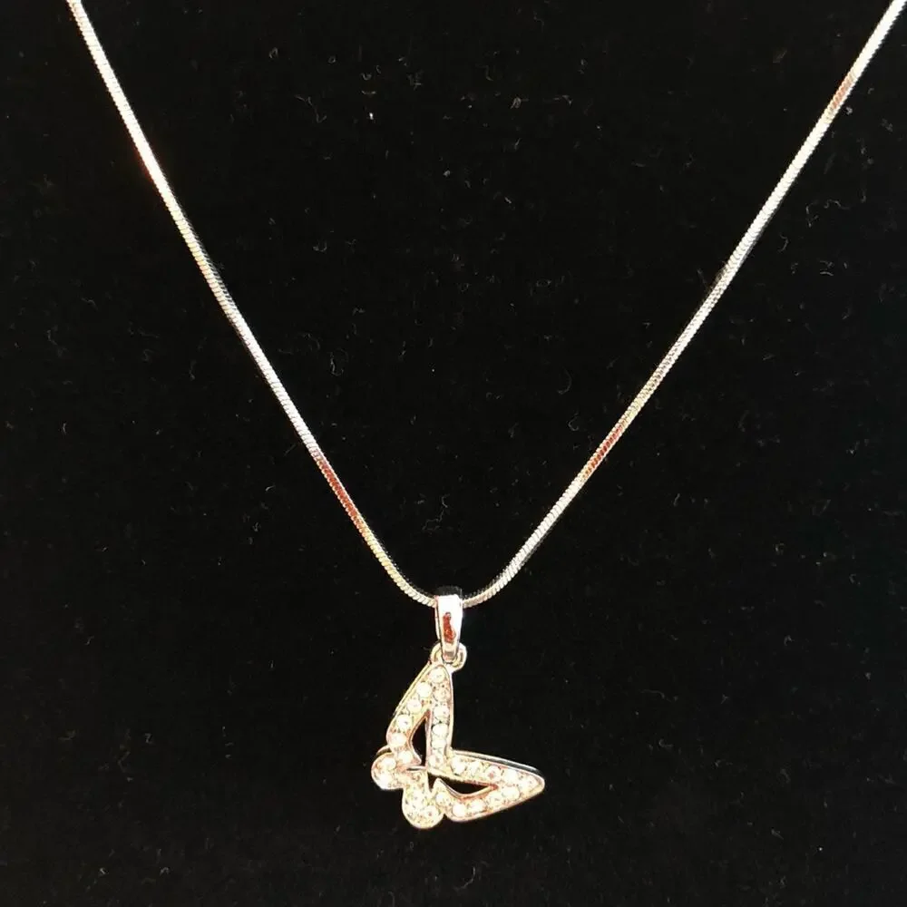 Silver Wing Butterly Charm Necklace